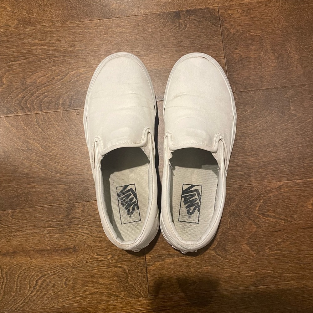 White slip on vans